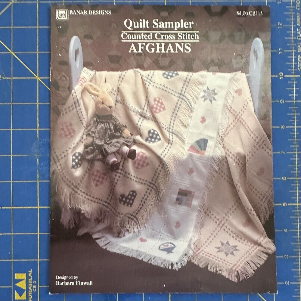 Banar Designs Cross Stitch Pattern Leaflet CB115 Quilt Sampler Afghans VTG 1989